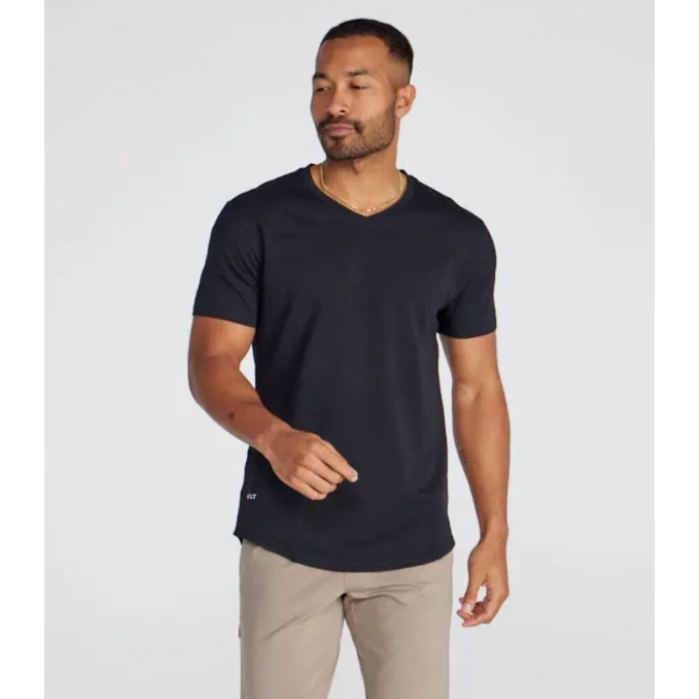 BYLT Drop-Cut V-Neck Lux T-Shirt in Black 3XL Basic Casual Travel Office